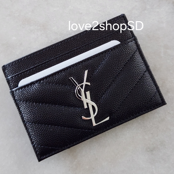Saint Laurent Card Case Holder Cassandre Matelasse Quilt Grain Embossed Leather - Picture 1 of 6